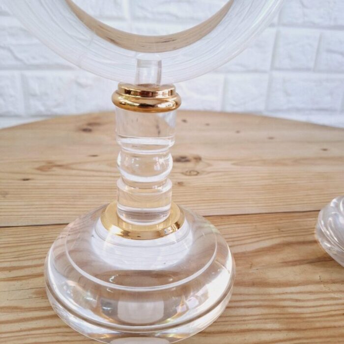 italian art deco revival acrylic and brass candleholders 1980s set of 2 11