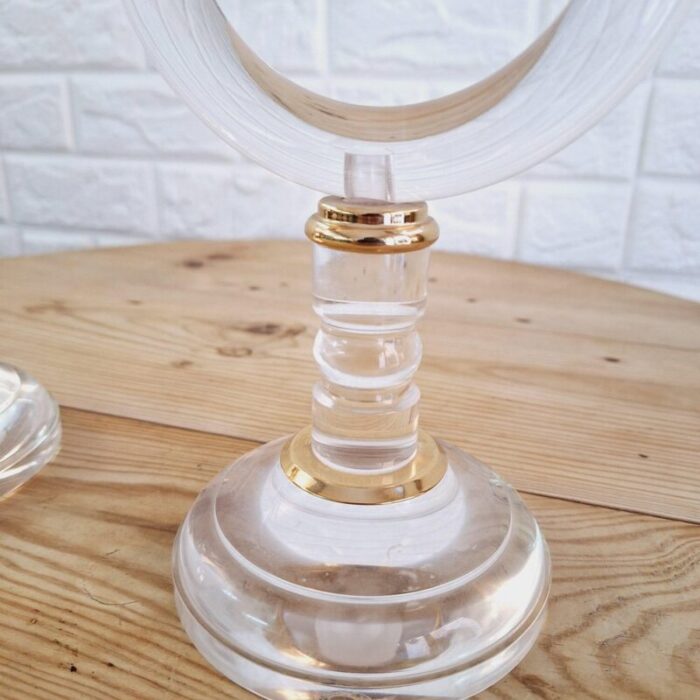 italian art deco revival acrylic and brass candleholders 1980s set of 2 12