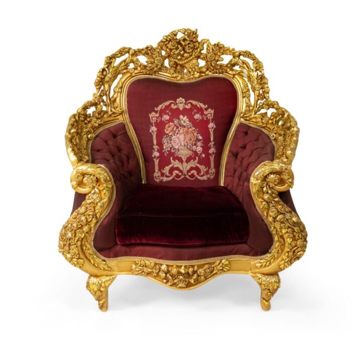 italian baroque gilt wood armchairs a pair 4109