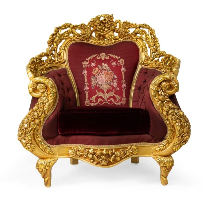 italian baroque gilt wood armchairs a pair 6934