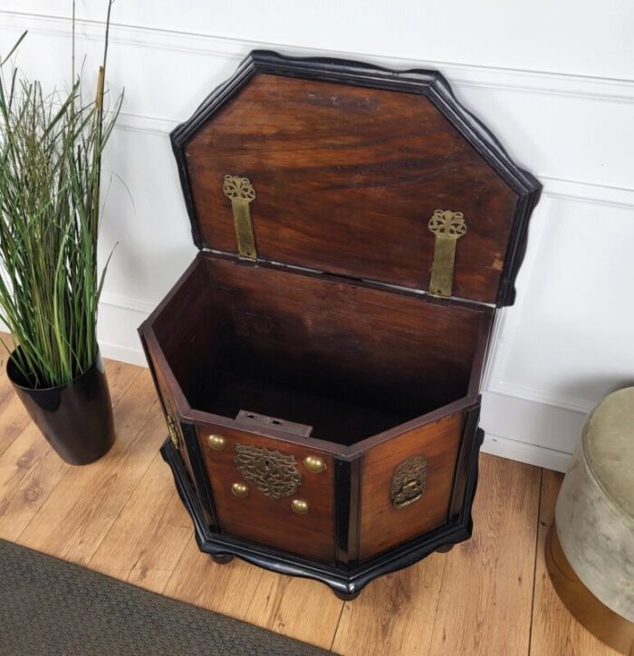 italian brass wood chest trunk 1950s 3