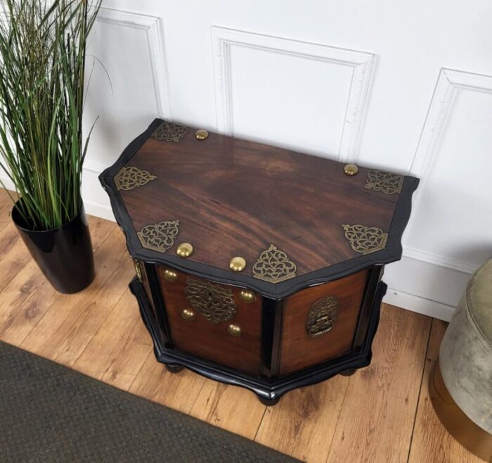 italian brass wood chest trunk 1950s 4