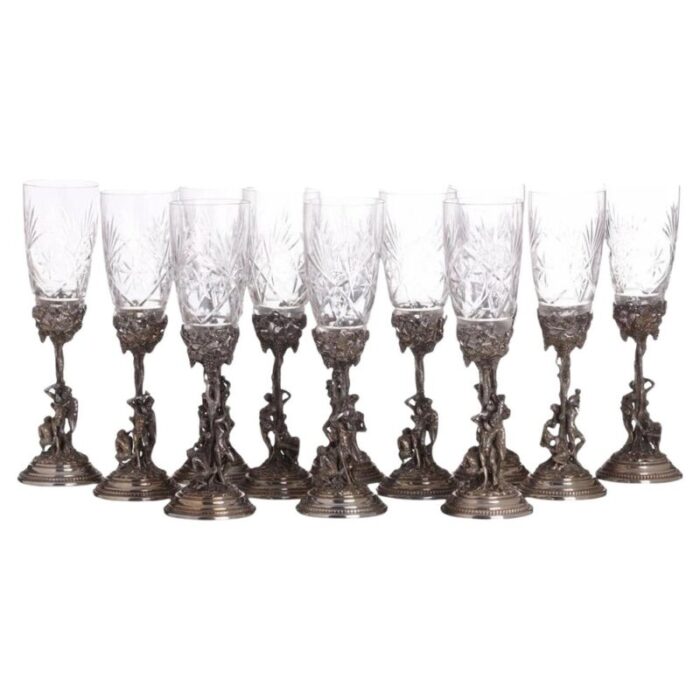 italian crystal cups 20th century set of 12 1