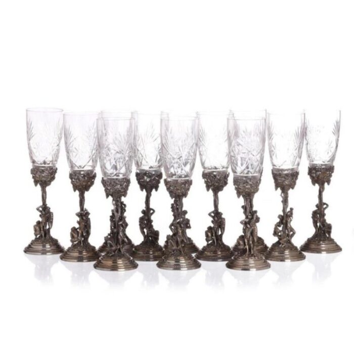 italian crystal cups 20th century set of 12 2