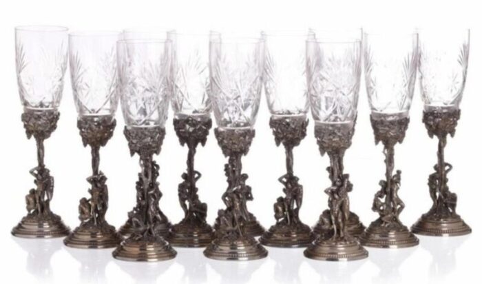 italian crystal cups 20th century set of 12 3