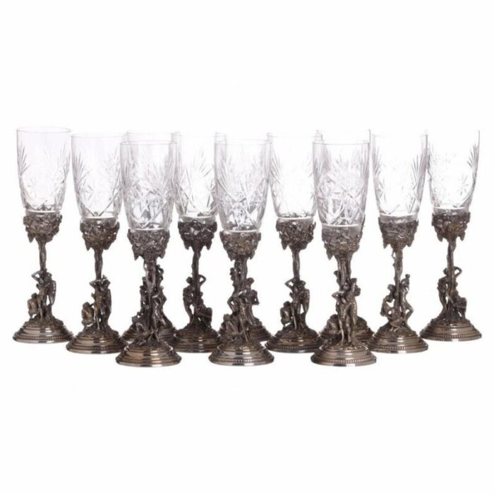 italian crystal cups 20th century set of 12 6