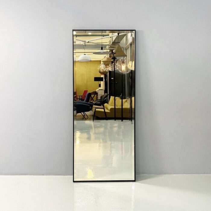 italian modern rectangular mirror with black wooden frame 1990s 2