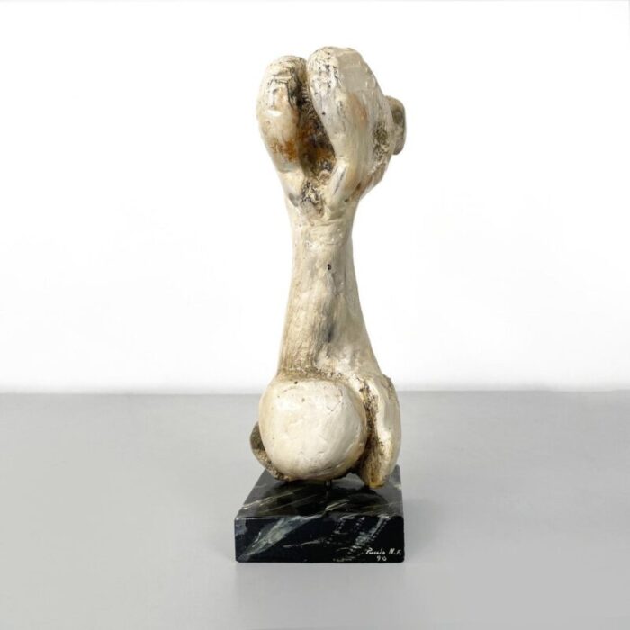 italian modern wooden sculpture of a bone by n f puccio 1990s 4