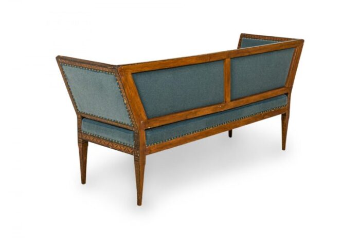 italian neo classic blue velvet settee 8381