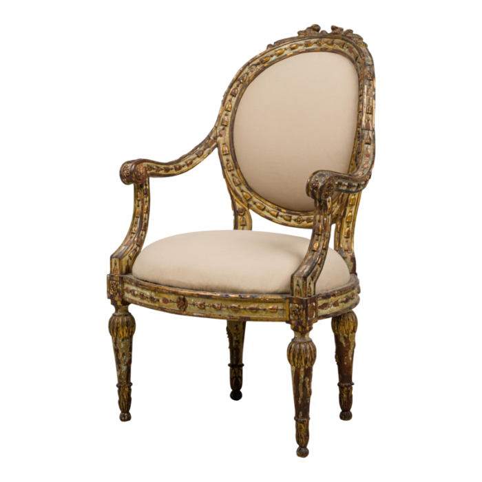 italian neo classic gilt and painted armchair 6329