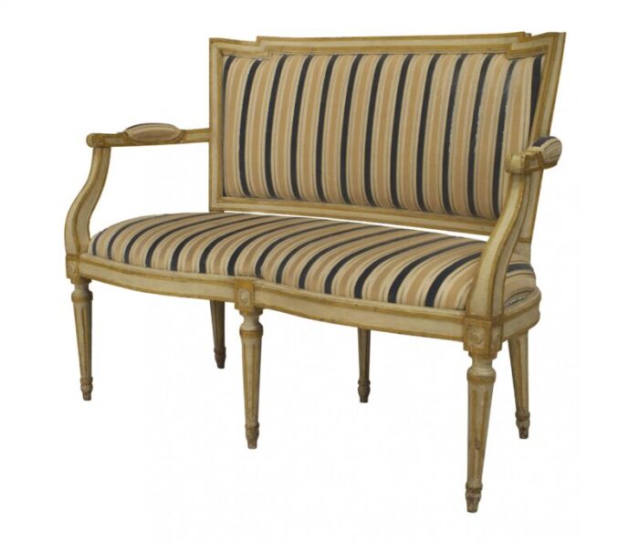 italian neo classic striped loveseat 0517