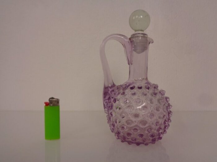 italian pink bubble glass decanter with stopper 1960s 2