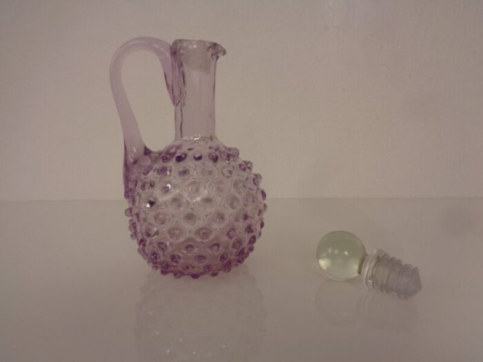 italian pink bubble glass decanter with stopper 1960s 4