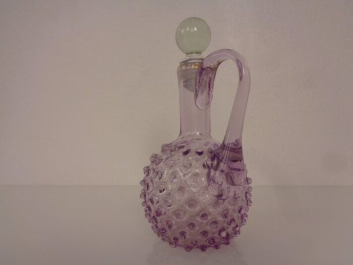 italian pink bubble glass decanter with stopper 1960s 5