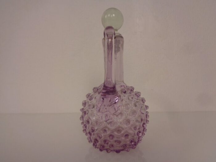 italian pink bubble glass decanter with stopper 1960s 6