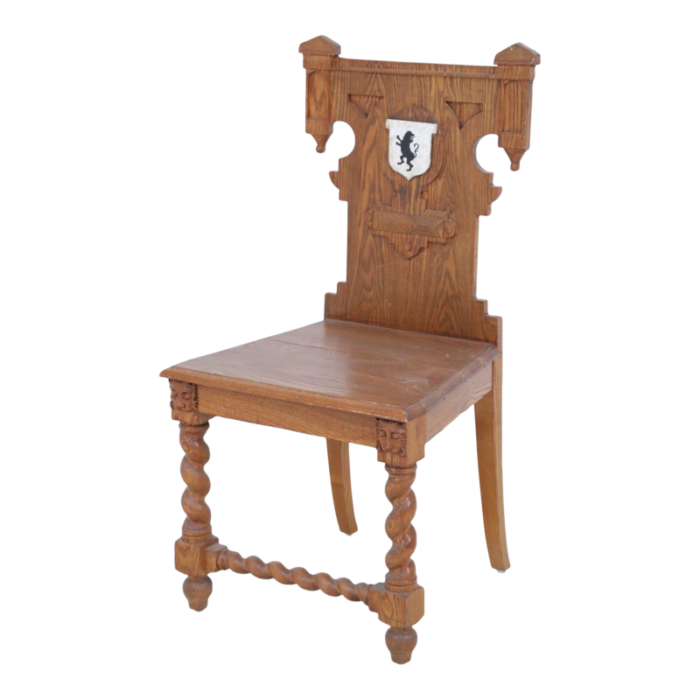 italian renaissance carved wooden turn legged side chair 8623