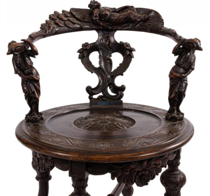 italian renaissance style round back walnut armchair 2001