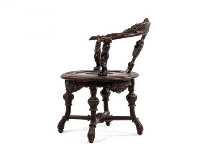 italian renaissance style round back walnut armchair 4569