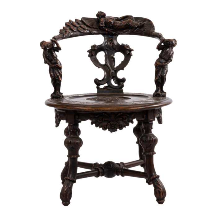 italian renaissance style round back walnut armchair 6136