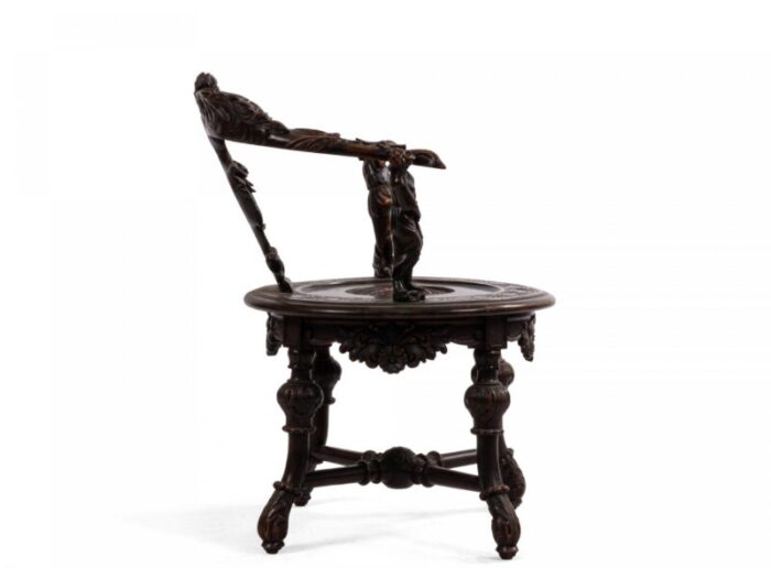 italian renaissance style round back walnut armchair 8958