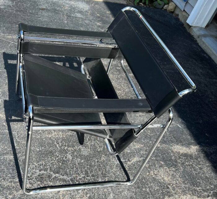 italy black marcel breuer wassily chair leatherchrome chair 3200