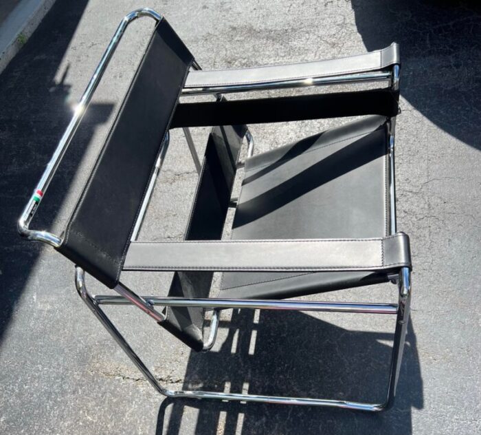 italy black marcel breuer wassily chair leatherchrome chair 3492