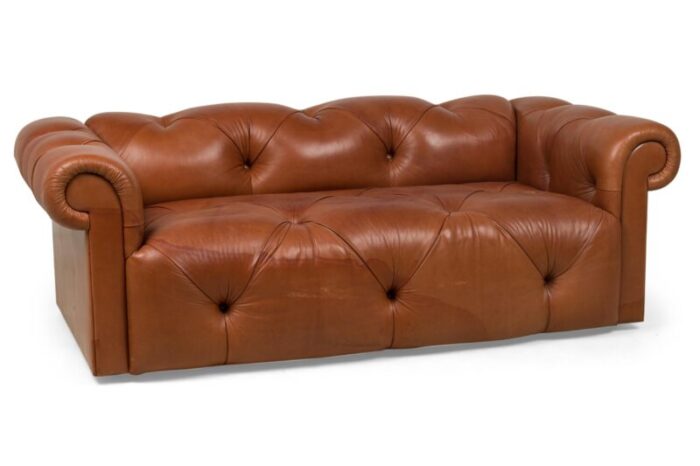 j robert scott american mid century tufted brown leather chesterfield sofa a pair 7095