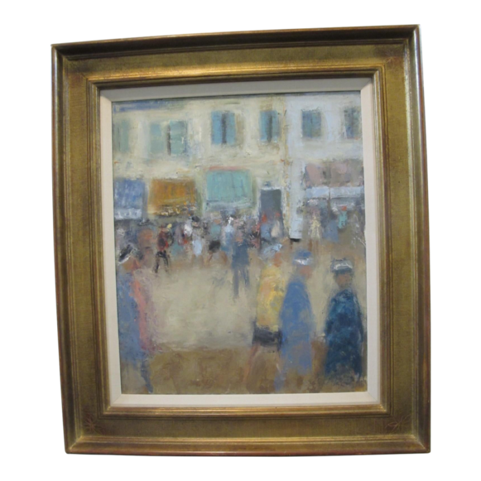 jacques bartoli french gilt framed figural street art signed oil painting rue 5918