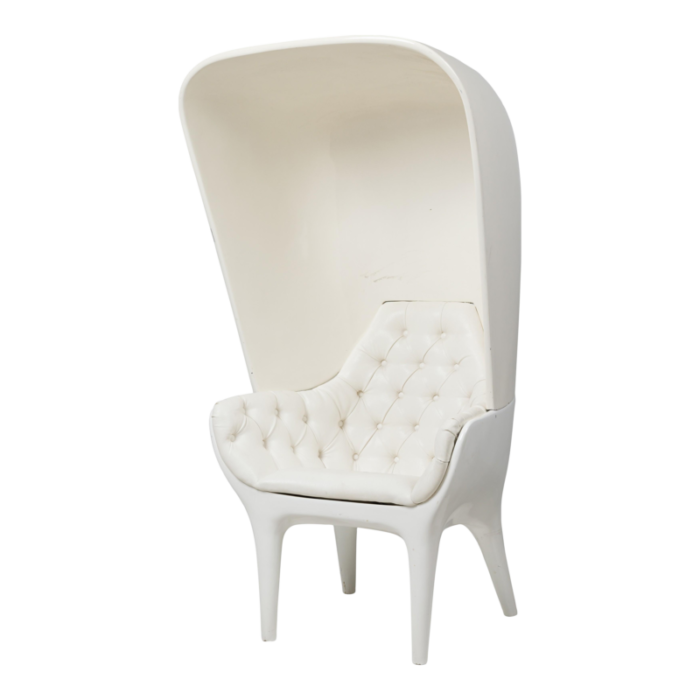 jaime hayon contemporary spanish showtime hooded armchair white lacquered with cover 0574