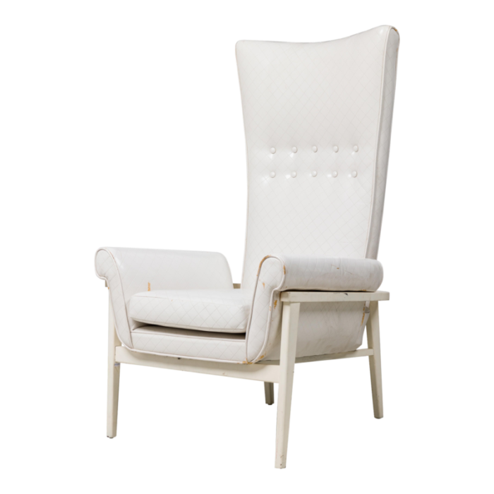 james mont mid century american modern high back button tufted white lacquered lounge armchair 1909