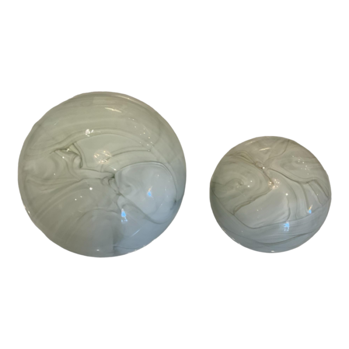 jamie young pair of sage swirl cosmos spheres 6030