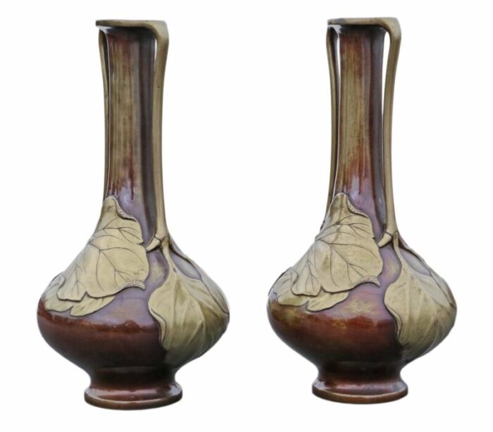 japanese meiji mixed metal vases 1910s set of 2 4