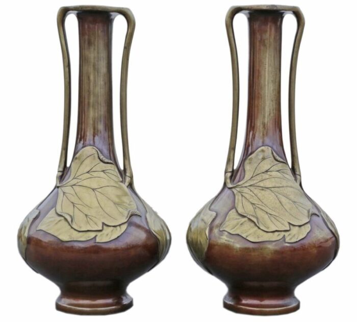 japanese meiji mixed metal vases 1910s set of 2 5