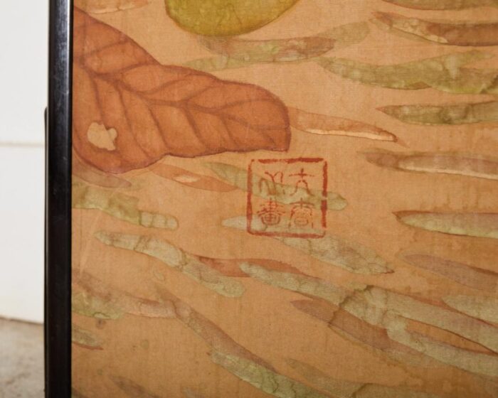 japanese taisho two panel screen bamboo butterfly landscape 6822