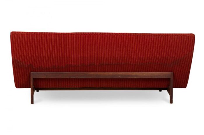 jens risom danish mid century faintly striped red upholstered sofa 2795