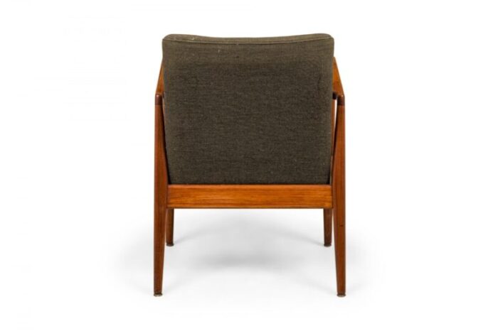 jens risom danish mid century gray fabric upholstered teak playboy armchair 7608