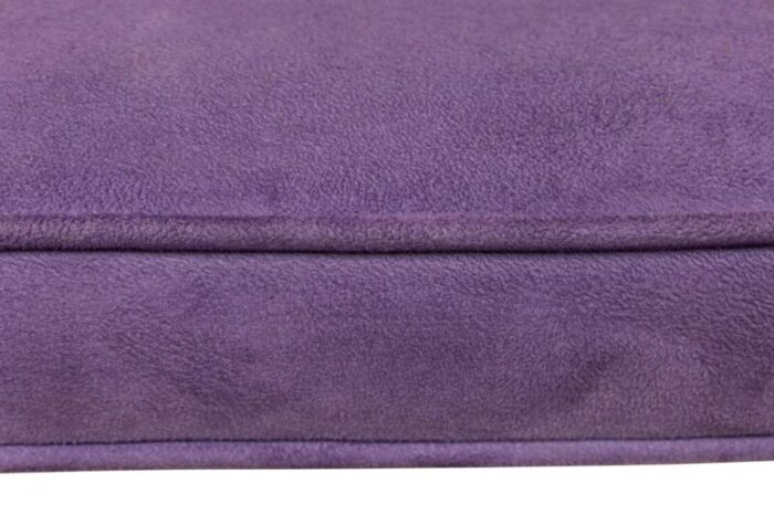 jens risom danish mid century purple tufted velour and wood floating bench 7998