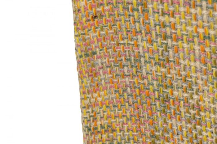 jens risom for knoll mid century multi colored textured upholstered blonde wood slipper side chair 0228