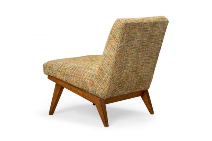 jens risom for knoll mid century multi colored textured upholstered blonde wood slipper side chair 2015