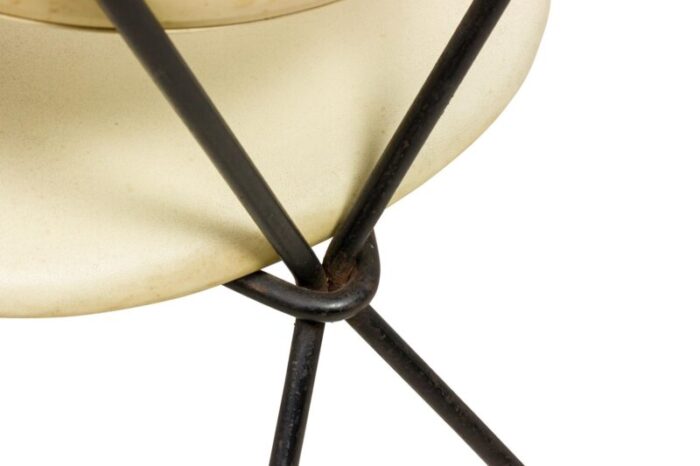 joseph cicchelli american mid century wrought iron and beige vinyl lounge chairs a pair 4340