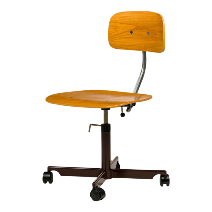 jrgen rasmussen for kevi danish mid century teak bentwood swiveling task chair 0681