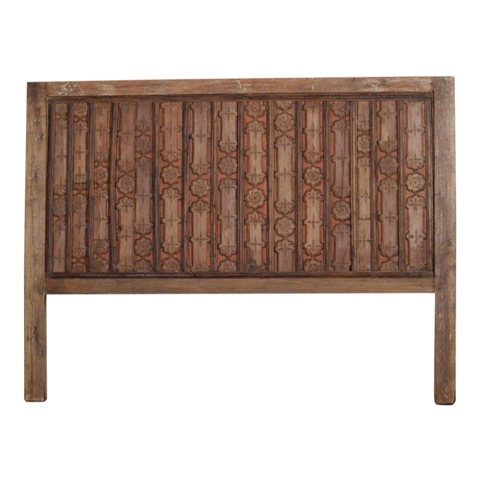 king headboard made from an indian teakwood antique ceiling panel 7106