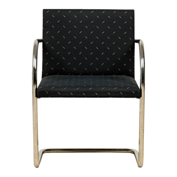 knoll mid century modern chrome tube and black fabric upholstered brno armchairs a pair 5091