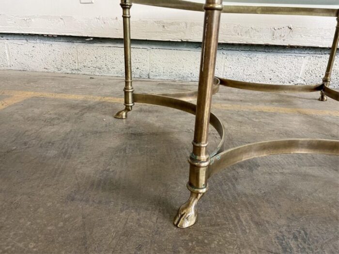 labarge brass and glass hooved feet cocktail table circa 1960s 6089