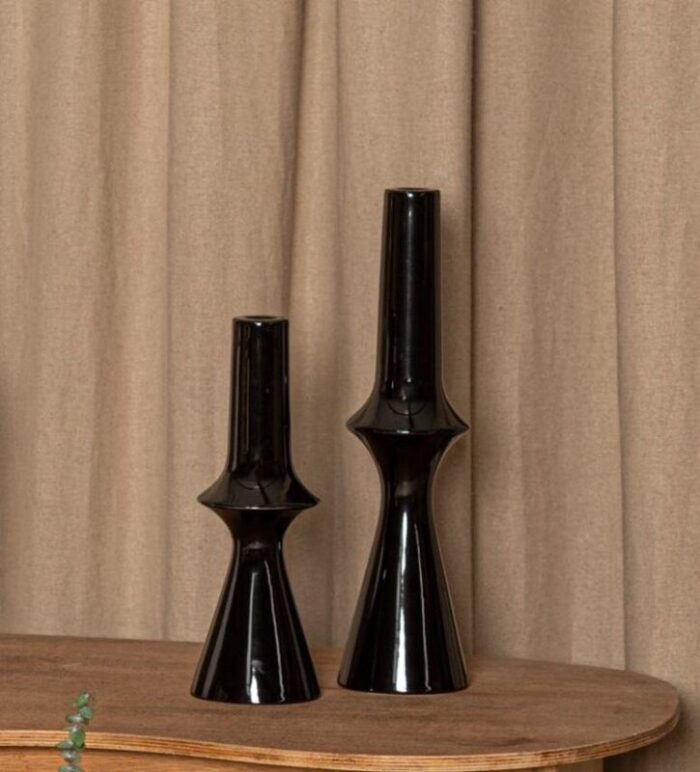 lanco black ceramic candleholders by simone marcel set of 2 2