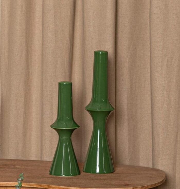 lanco green ceramic candleholders by simone marcel set of 2 2