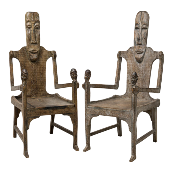 large african figural rootwood armchairs a pair 1822