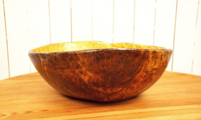 large amtique swedish folklore birchwood bowl 6