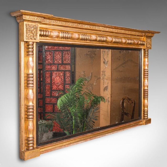 large antique english giltwood overmantle mirror 1820s 1