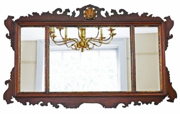 large antique gilt and mahogany wall mirror 1890s 1